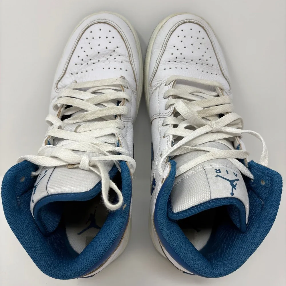 Nike Air Jordan 1 Mid Size‎ 9 Men White Industrial Blue FN5215-141 Sneaker